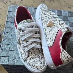 Guess Red and Cream Patterned Sneakers